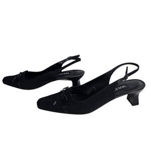 Women's 11 Vaneli Navy Slingback Kitten Heels Bow GorpCore Office Event Shoes